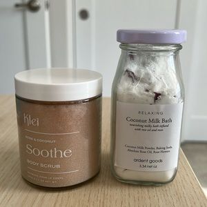 New Klei Body Scrub and Ardent Goods Coconut Milk Bath